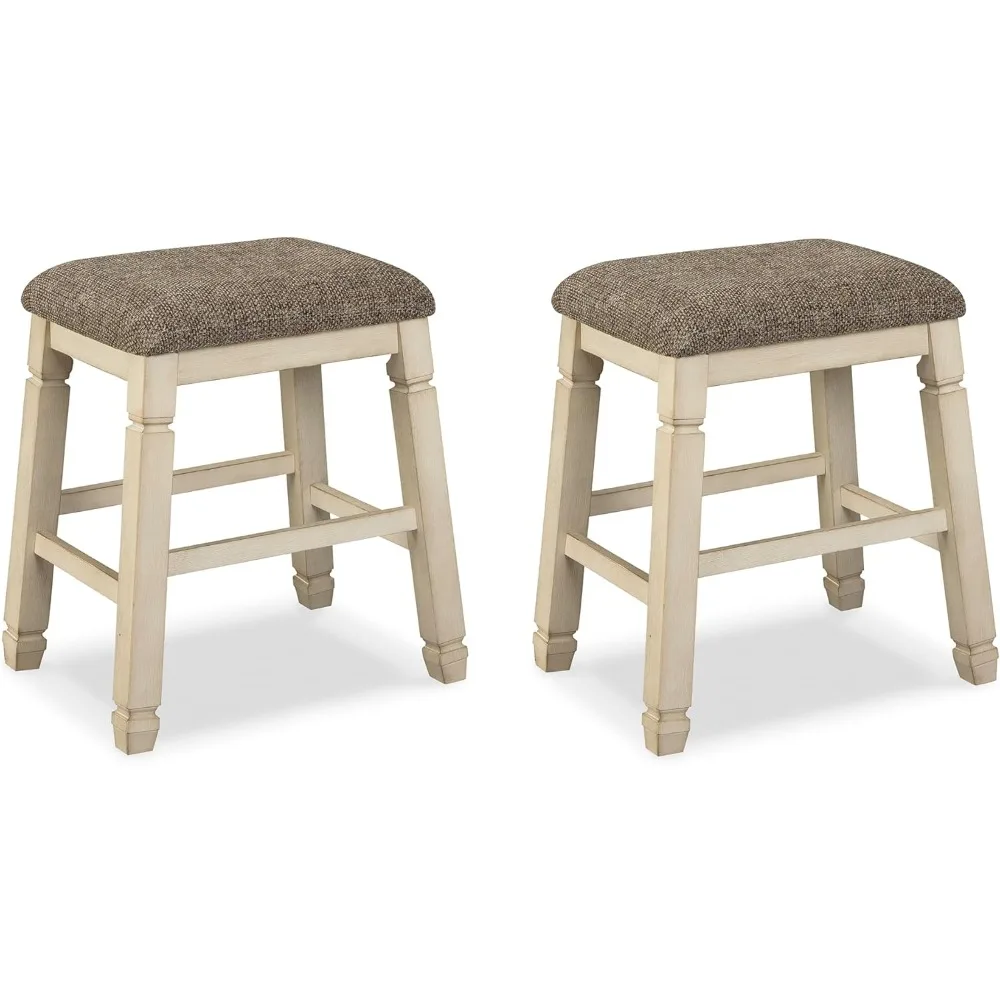 

Farmhouse 24" Counter Height Upholstered Barstool, 2 Count, Whitewash