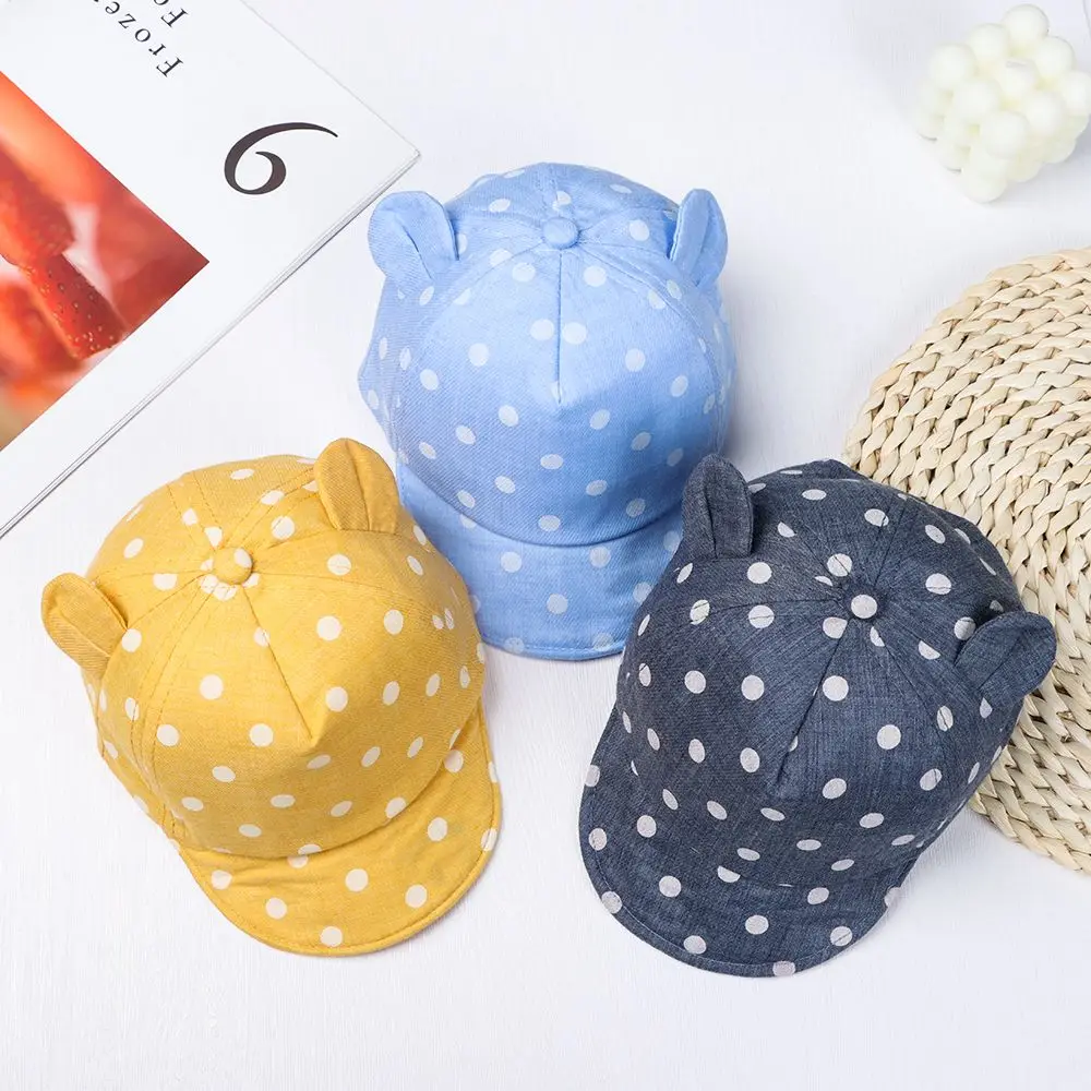 New For 6-24Months Girls Boys Outdoor Children Sun Hat Rabbit Ear Cap 's Baseball Hat Dot Beach Caps