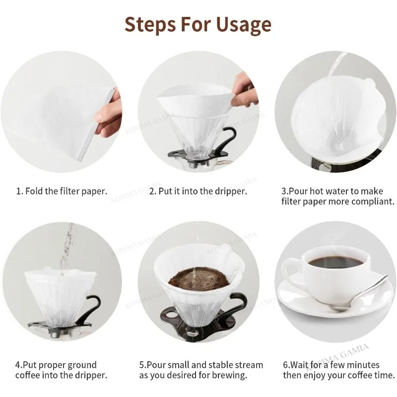 40-120 PCS Coffee Filter Accessories V Shaped Cone Paper Filters Natural Wood Pulp for Pour Over Drip Coffee Making 2-4 Cups