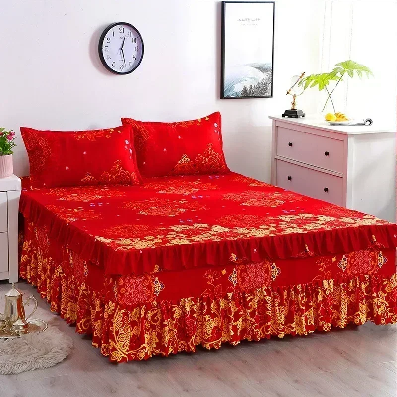 1PC Anti-dirty Bed Skirt Set  150/180/200cm Bedspread King Queen Size Princess Lace Bed Skirt  Bed Cover Without Pillowcase