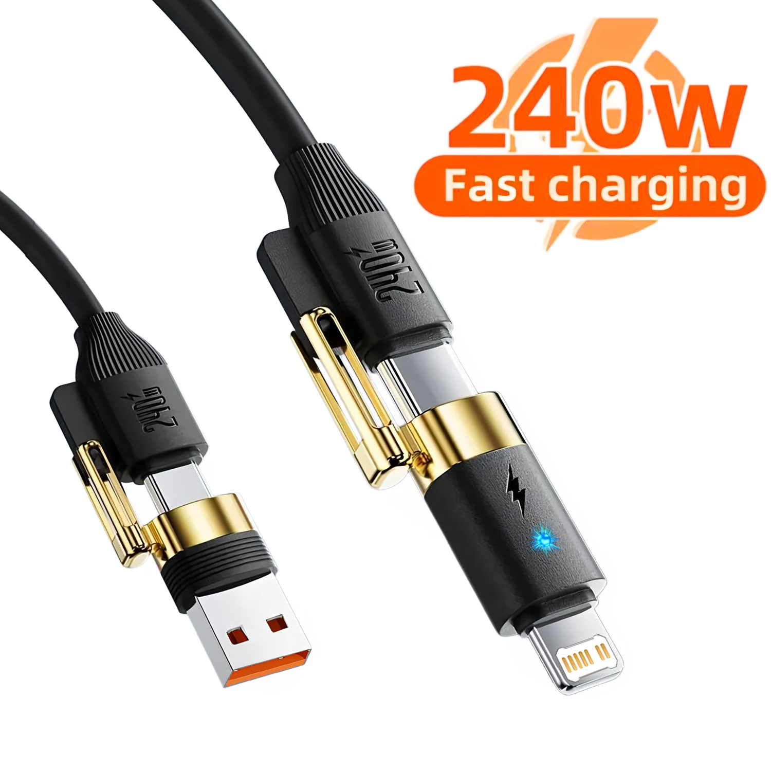4 in 1 240W USB Type C Cable Fast Charging Phone Data Cord for iPhone 14 13 Pro Max Xiaomi Samsung Phone USBC Charger PD Wire ﻿