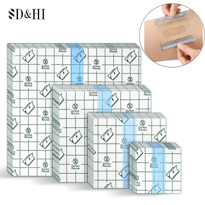 10Pcs Waterproof Transparent Tape PU Film Medical Adhesive Plaster Anti-allergic Wound Dressing Tape First Aid Kit Band Aids