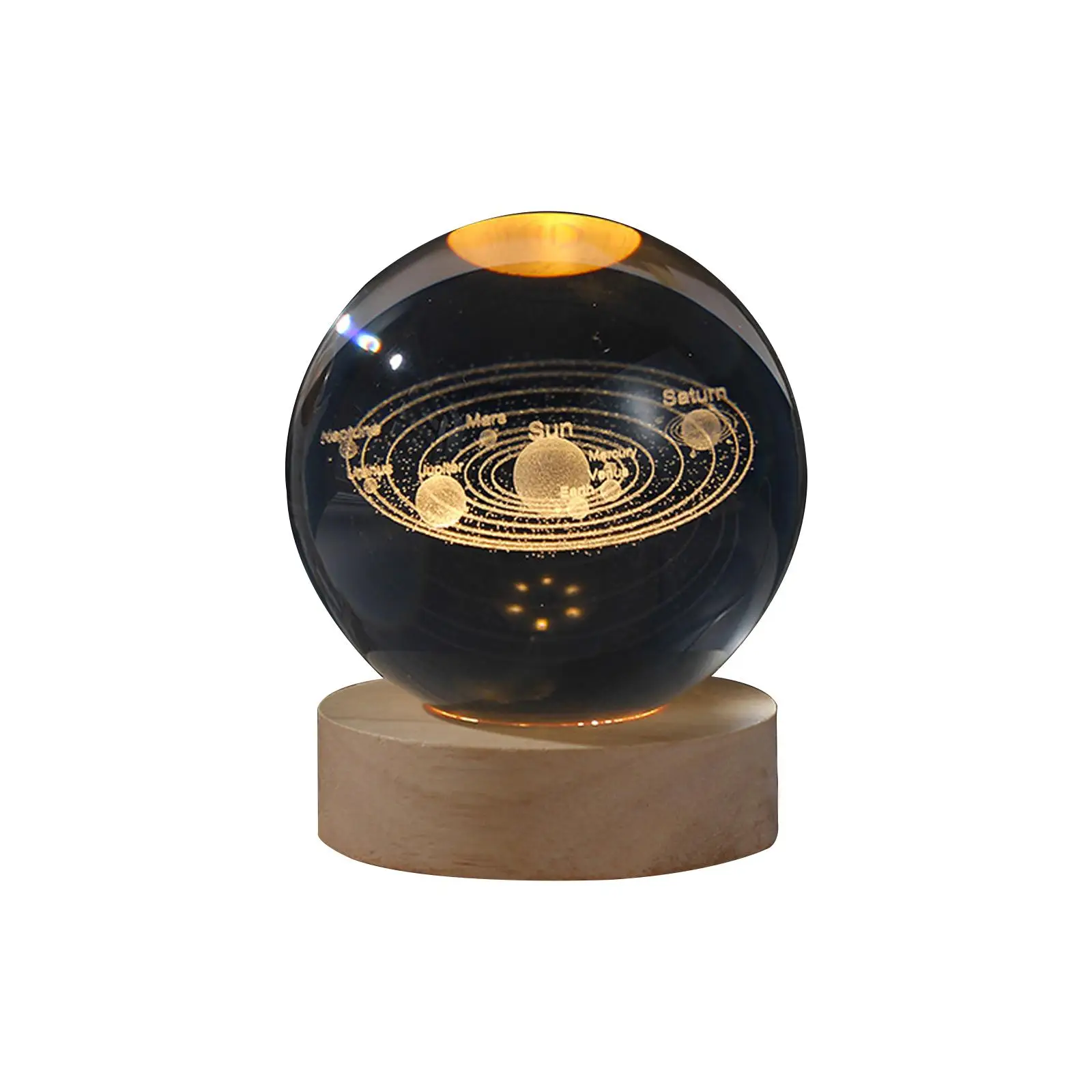 Luz de noche Led Usb, lámpara de mesa de bola de cristal 3d, Planeta, Luna, dormitorio, decoración del hogar, fiesta de niños, cumpleaños, B7p5