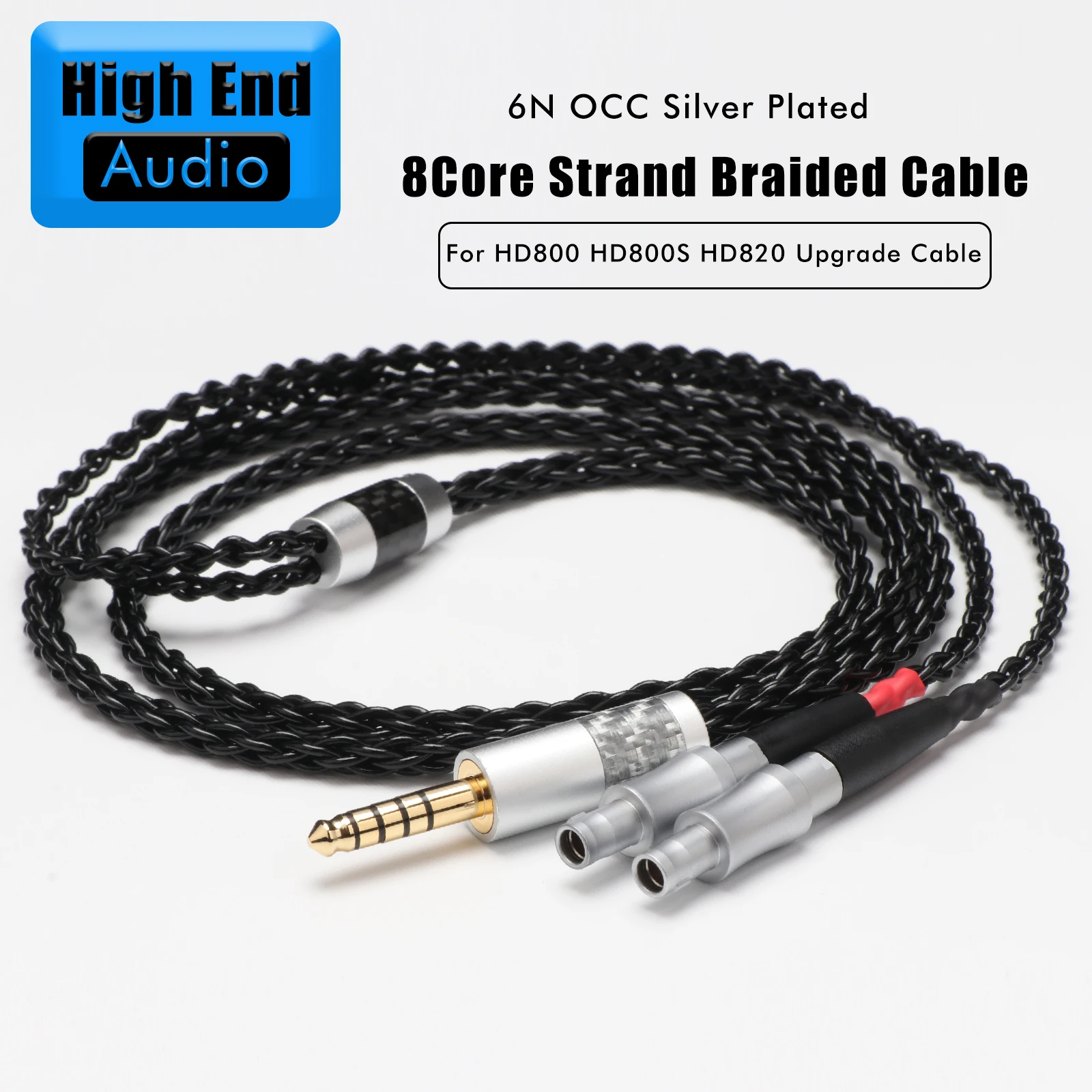Preffair HiFi 8 Core Male Plug Jack to Headphone Upgrade Cable Compatible with HD800 HD800S - 2.5mm 3.5mm 4.4mm 4pin XLR