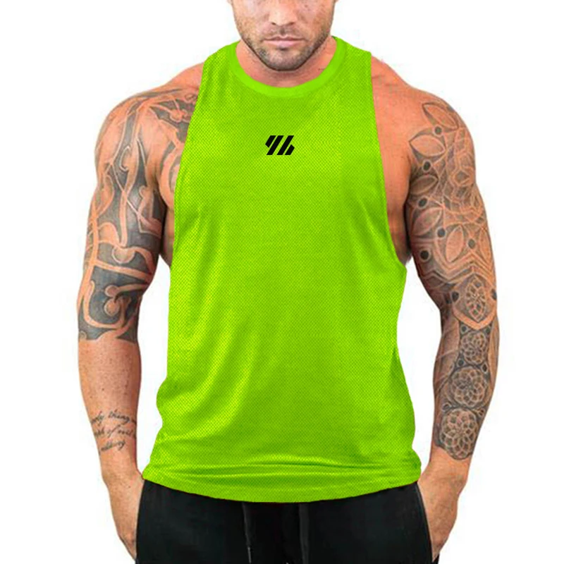 New Workout Sporting Tank Top Mens Casual Clothing Muscle Mesh Gym Bodybuilding Quick Dry Vest Cool Fitness Fashion Singlets
