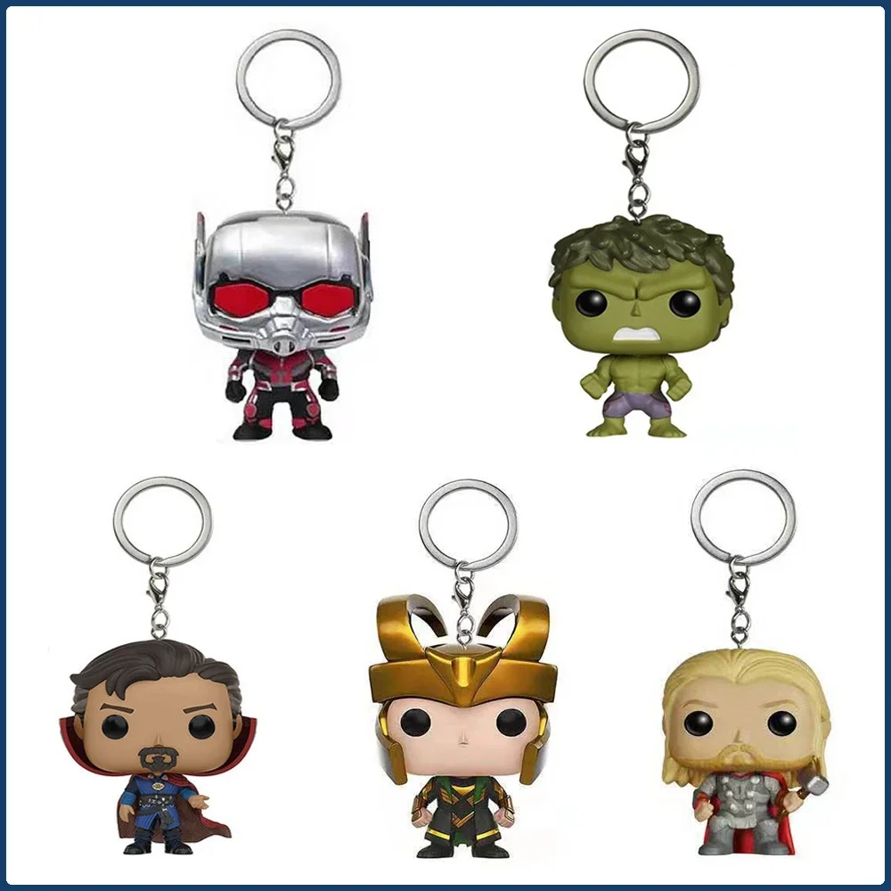 FUNKO Keychains Popular Marvel Character Doctor Strange Loki Thor Mini Q-version Model Pendant Decoration Keychain Children Gift