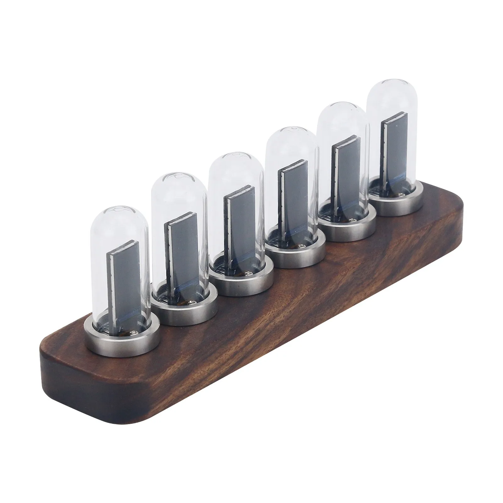 D'ESIGN IPS RGB LED Musikspektrum Pseudo Glow Tube Rhythm Light Wecker mit schwarzem Walnusssockel