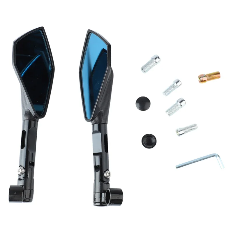 Rear View Side Mirrors Durable Aluminum Alloy Motorcycle Side Mirrors Universal For Electric Vehicle And Motorbike Black
