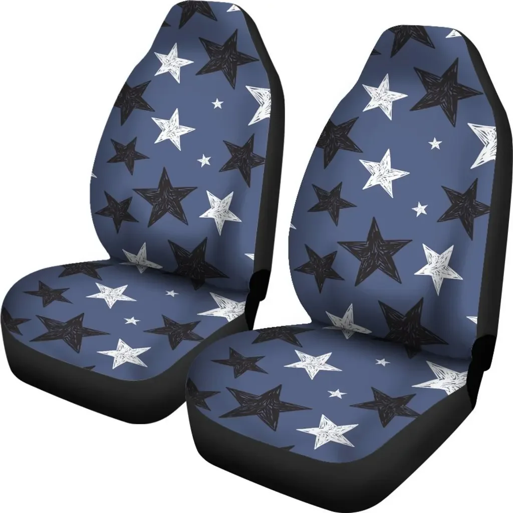 Star Print Pattern Seat Cover Car Seat Covers Set 2 Pc, Car Accessories Car Mats