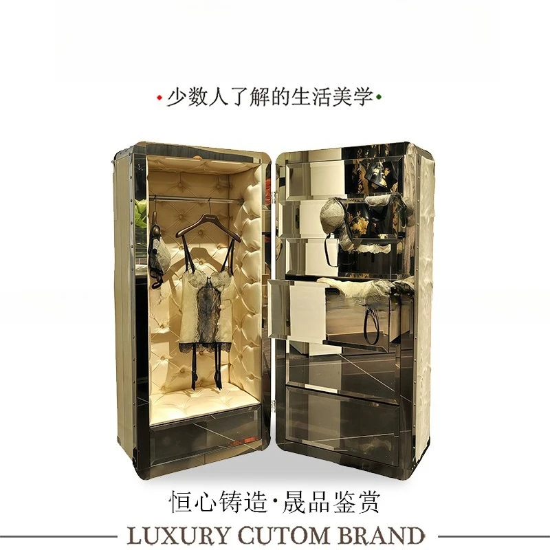 Luxury designer mirror metal locker villa home high-end storage cabinet customization