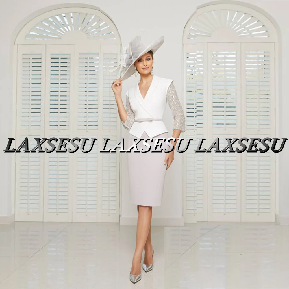 Laxsesu Charming Mother Of The Bride Dresses With Jacket Long Sleeves Evening Gown 2022 Ankle Length Wedding Guest Gowns