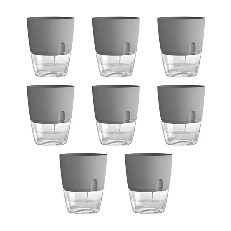 8-Pack Self-Watering Planters, Plastic Pots For Indoor Plants With Clear Water Tank And Drainage Holes-AA70