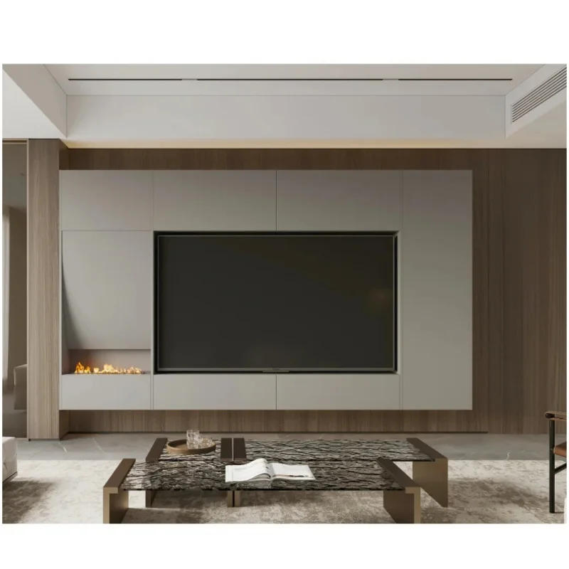 custom.Modern Design Wood Panel Fireplace Simulation TV Wall Cabinet New Embedded Flame Home Living Room or Hotel