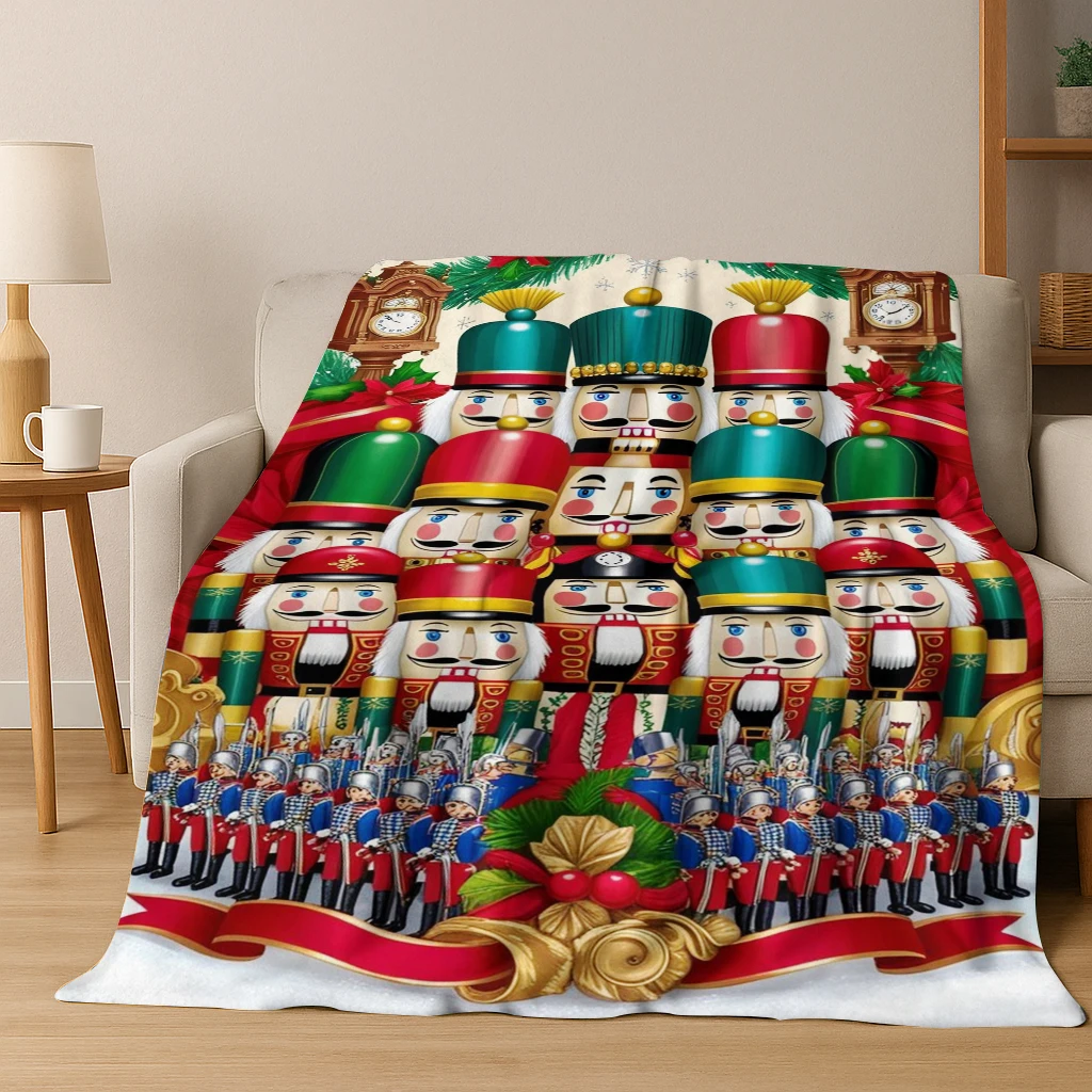 2026 جديد كسارة البندق شجرة عيد ميلاد سعيد الكرتون دمية هدية الفانيلا بطانية ، لينة رمي بطانية للمنزل غرفة نوم أريكة تتحول لسرير الاطفال #1