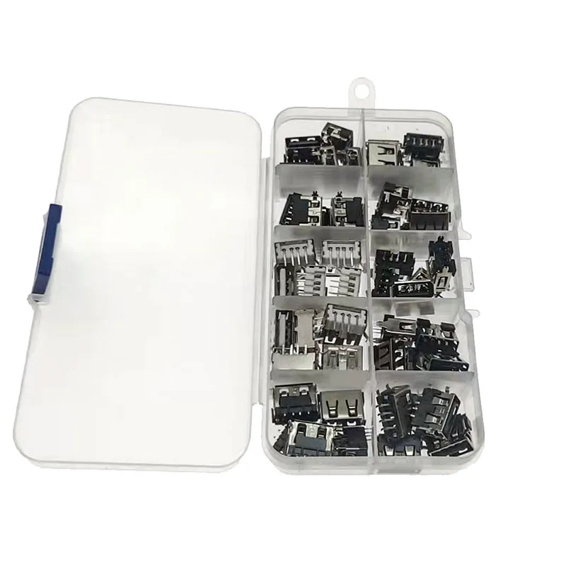 

8 models Type A USB 4PIN Standard Port Female Solder Jack Connectors PCB Sockets 5 Boxes Each