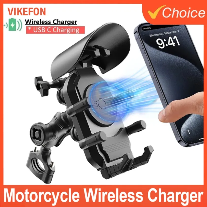 

Беспроводное зарядное устройство 15 Вт с быстрой зарядкой, противоударный держатель для телефона для мотоцикла, 18 Вт, USB и 30 Вт, тип C, подставка для мотоцикла, велосипеда, скутера