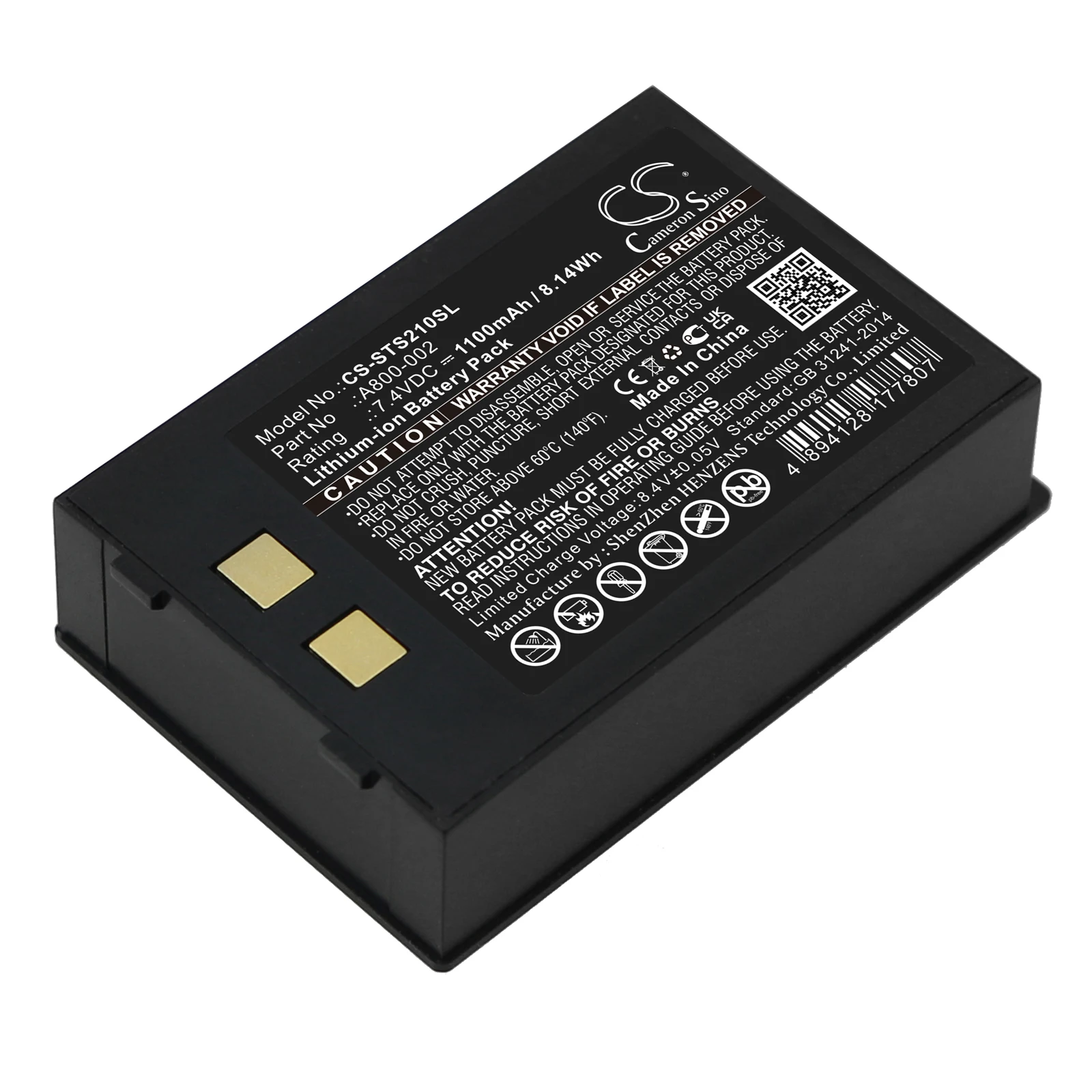 CameronSino Portable Printer Battery 7.4V/1100mAh A800-002 for Star SM-S210i, SMS210i