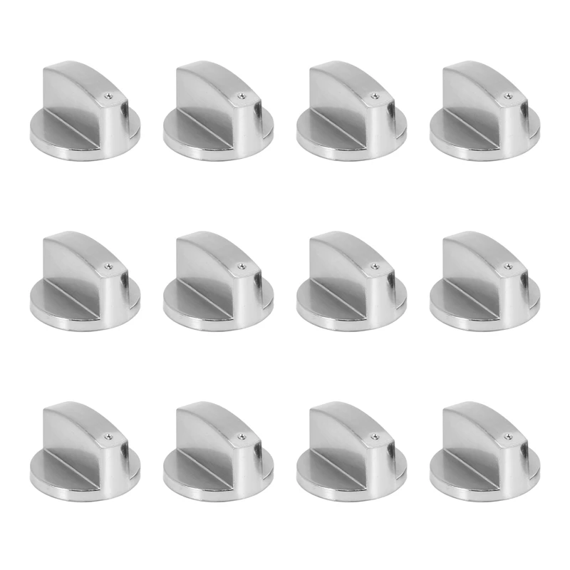 Stoves Cooker Knobs,Oven Knob(12Pcs),6Mm Universal Silver Gas Stove Control Knobs Adaptors Oven Rotary Switch