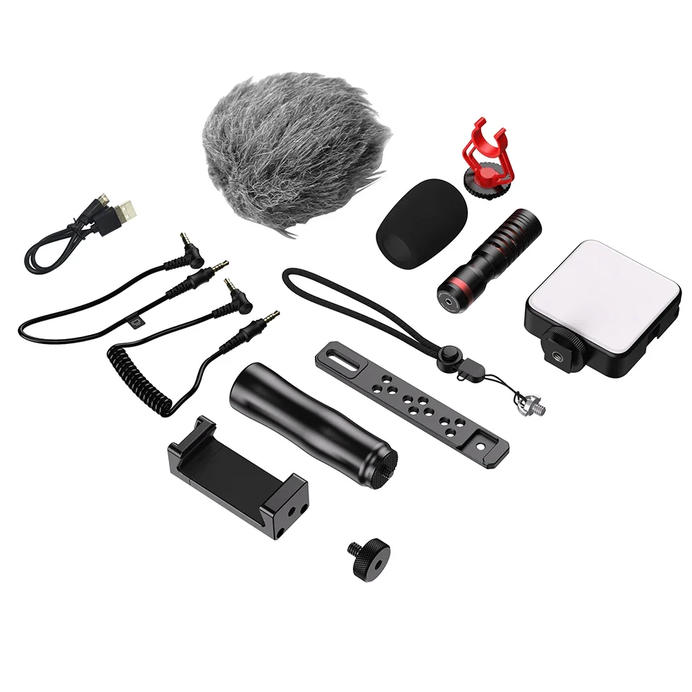 Vlogging Apparatuur Handgreep Statief Microfoon Fotografie Vul Licht 4 In 1 Vlogging Kit Voor iPhone