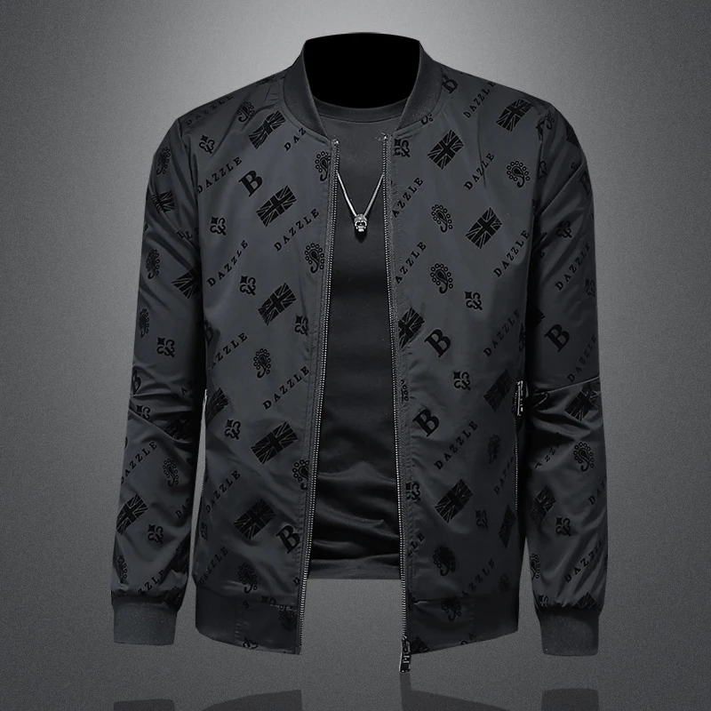 

Faionable Luxury Trendy Men's Jaet 2025 New Slim Fit Fce Letter Casual Versatile Baseball Sle Polyester Spring Outer...