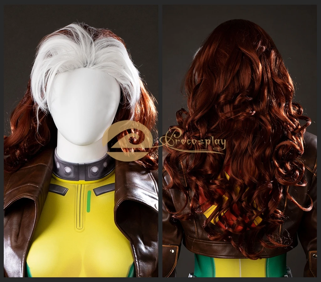 

Anna Marie Cosplay Wig Roguee Wine Red White Wavy Curls Long Hair Cos Accessories for Women Adult