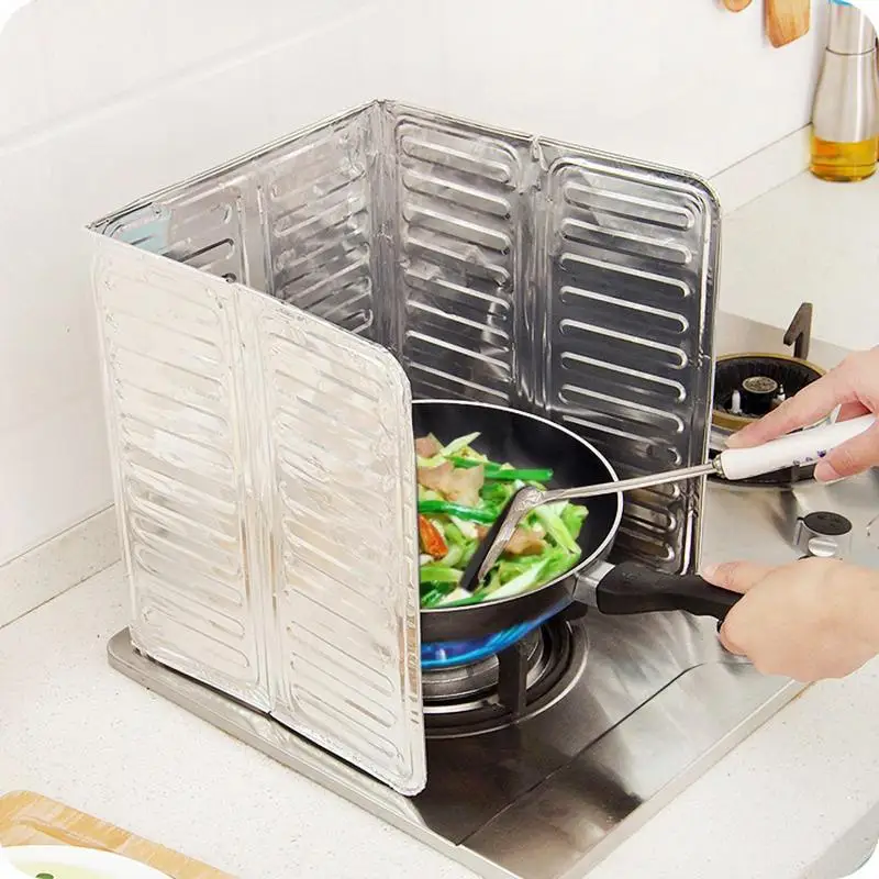 Kitchen Stove Oil Splash Screen Aluminum Foil stove splash guard Anti Splatter Frying Pan Oil Shield Splash Protection