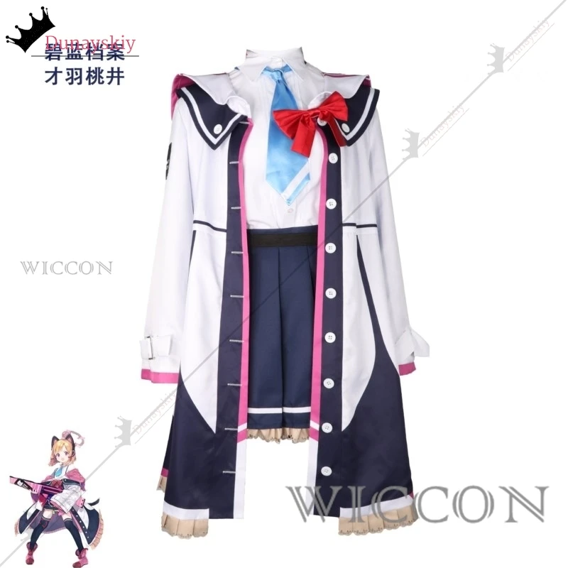 Blue Archive Saiba Momoi Cosplay Costume with Ear Headdress and Tail Girl Hoodie Jacket Coat Halloween Party Carnival Outfit Wig