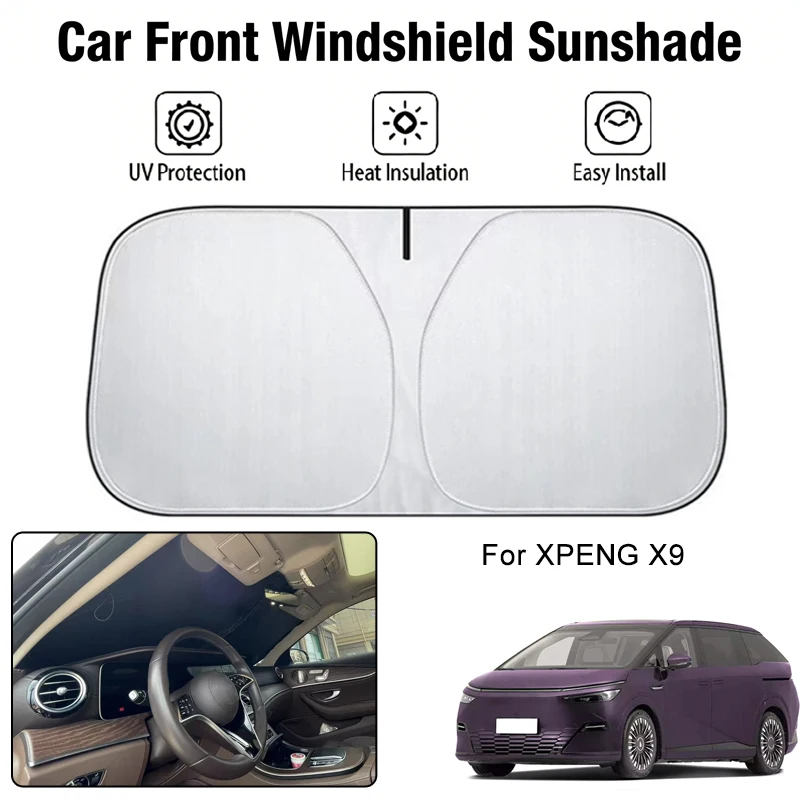 

Car Front Windshield Sunshade Cover For XPENG X9 UV Block Heat Insulation Auto Interior Sun Protection Accessories