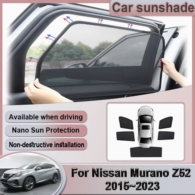 

For Nissan Murano Z52 MK3 2015~2023 Car Mesh Sunshade Window Magnetic Visor Sun Shade Privacy Curtain Auto Accessories 2020 2018