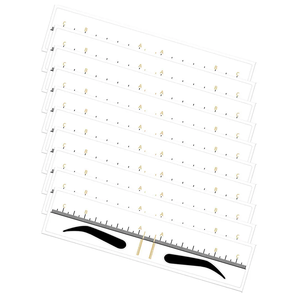 50Pcs Eyebrow Drawing Tool Measuring Ruler Eyebrow Positioning Shaping Stencil for Professional Brow Tattooing Makeup