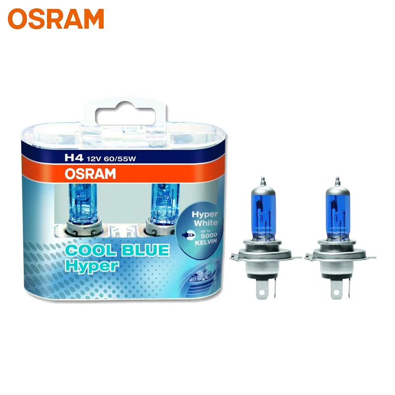 OSRAM H4 9003 HB2 Halogen Headlight Car Light 5300K Original Genuine 12V 62193CBH Cool Blue Hyper White 55/60W (Pair)