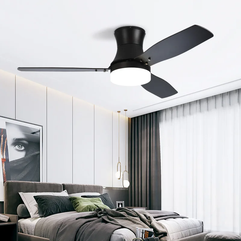 Vintage Ceiling Fan LED Light Macaron Bedroom Living Room Dining Room Light Decorative Electric Fan Ceiling Fan Light
