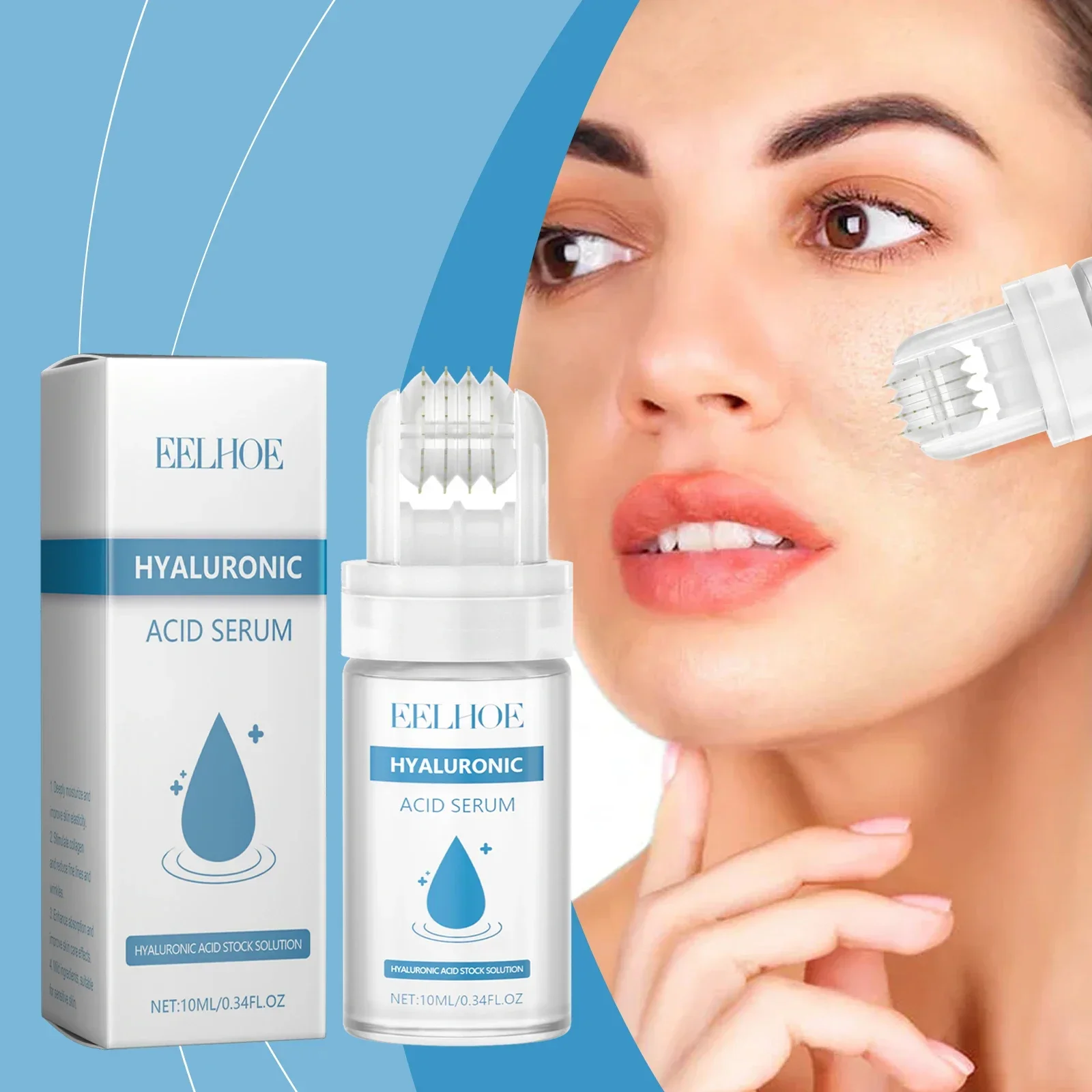 Suero facial de ácido hialurónico, sistema de microinfusión, suero hidratante, reafirmante de la piel facial. Productos de belleza y salud para mujeres de colágeno