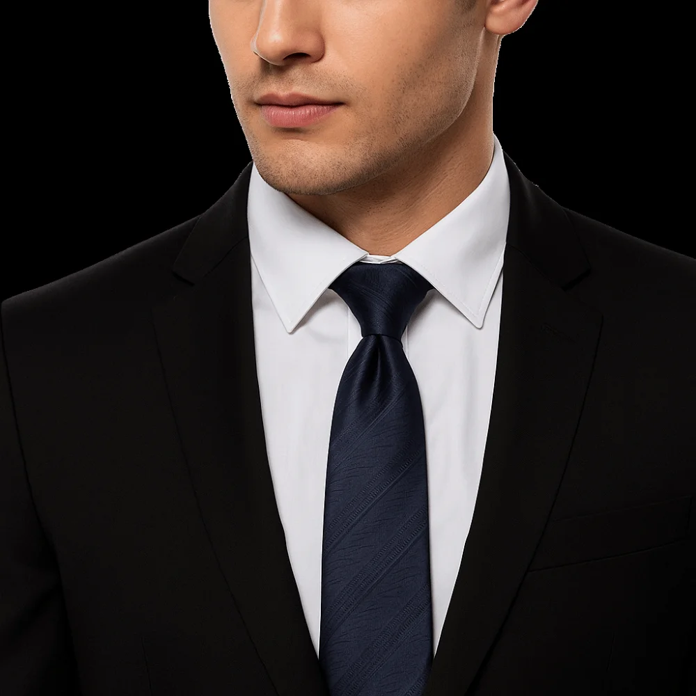 Simple Solid Color Black Necktie Stripes Floral Men Necktie Jacquard Adjustable Retro Cravat Party