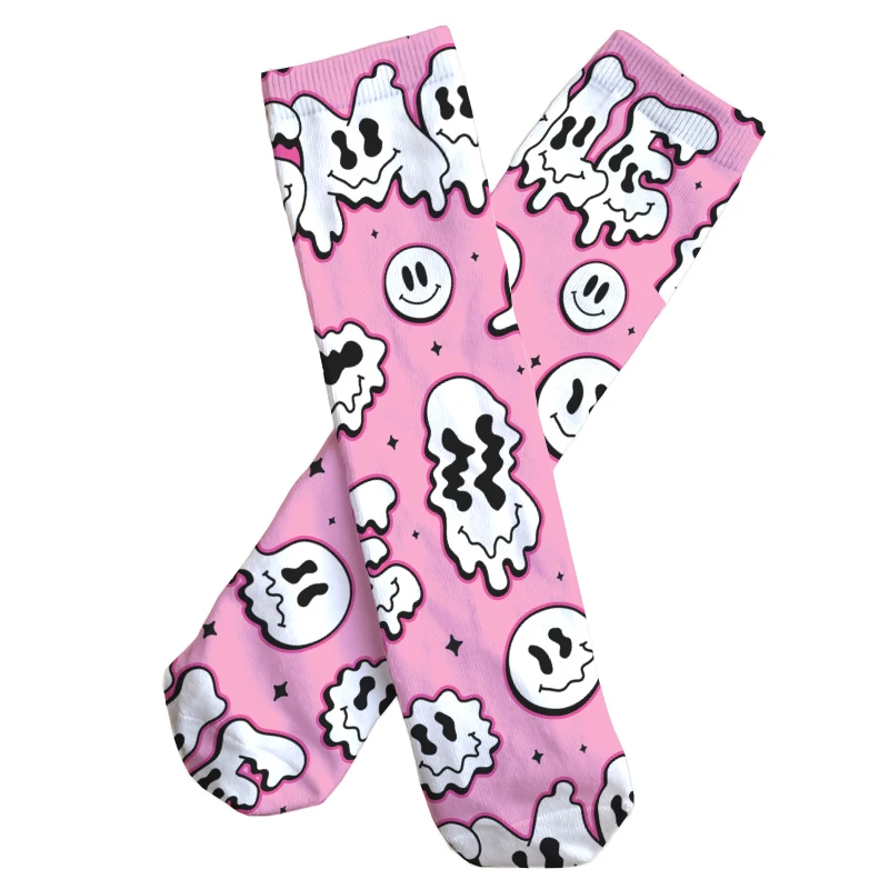 New Hot Pink Selling Skull Long Socks Men Women Harajuku Fashion Comfortable Socks Halloween Cosplay Happy Couple Socks Gift