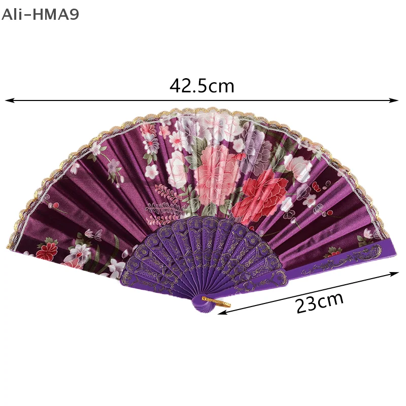 

1pc Chinese Style Vintage Silk Folding Fan Art Crafts Gift Home Decoration Dance Hand Fan Handmade Room Decorative Fan