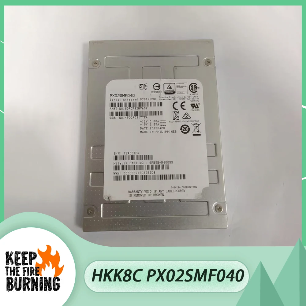 For Dell 400G SAS SSD 12G 2.5'' HKK8C PX02SMF040 Storage Hard Disk