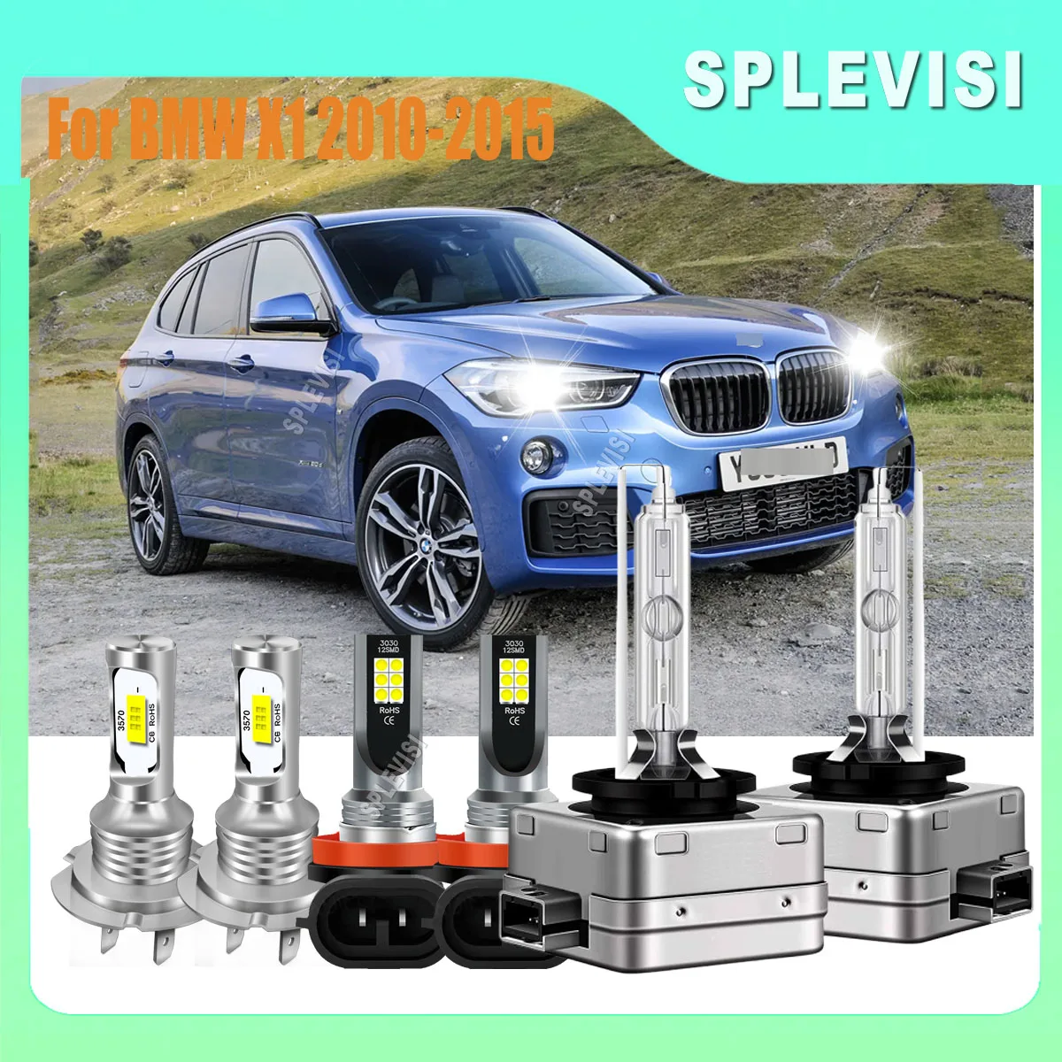 Car Auto Lights White LED Headlight High Low Beam Foglight 22000LM 1:1 compact design For BMW X1 2010 2011 2012 2013 2014 2015
