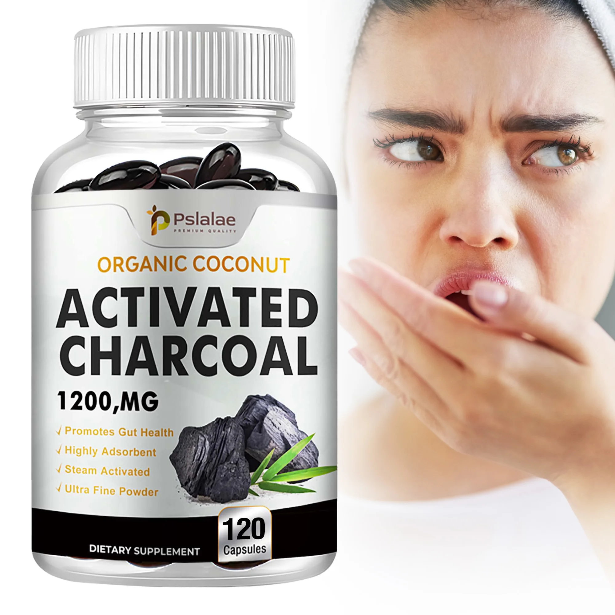 

Activated Charcoal Capsules - Support Absorption, Helps Reduce Bloating, Bowel Regularity, Promotes Gut and Digestive Health