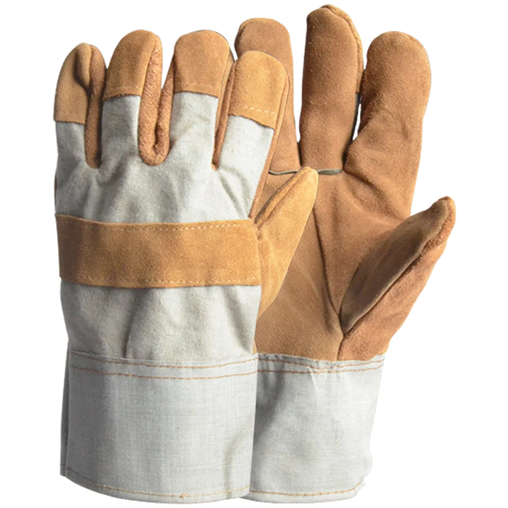 1 Pair Leather Welding Gloves Cowhide Heat/Flame Resistant Work Gloves For Welding Work Metal Processing Palm Protection Tools