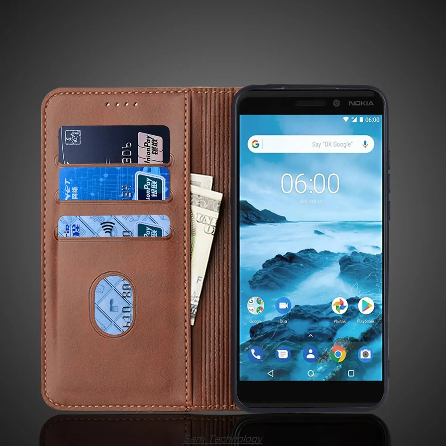 Przyciąganie magnetyczne Skórzane etui do Nokia 6.1 / Nokia 6 2018 Kabura Flip Cover Etui Portfel Torby na telefon Capa Fundas Coque