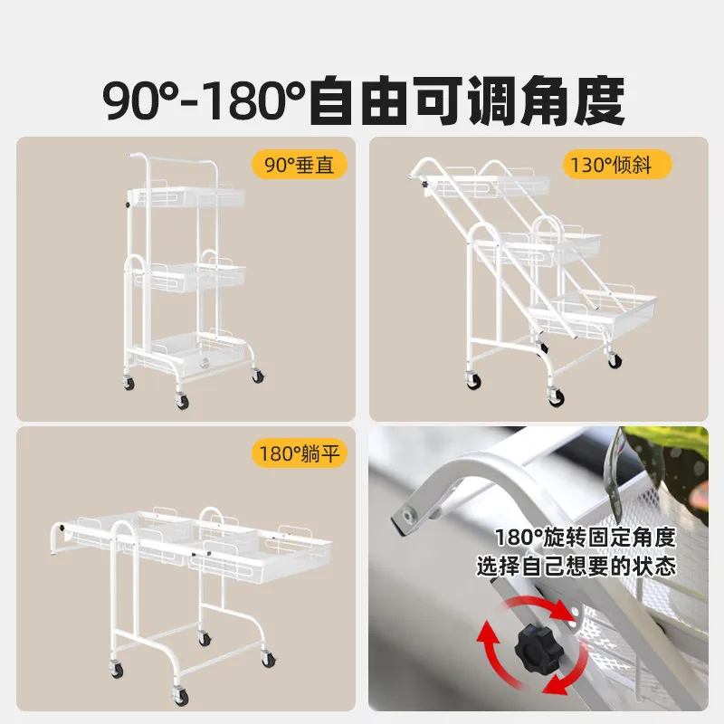 removable wrought iron flower stand balcony living room multi-layer trolley rack against the wall plant placement rack