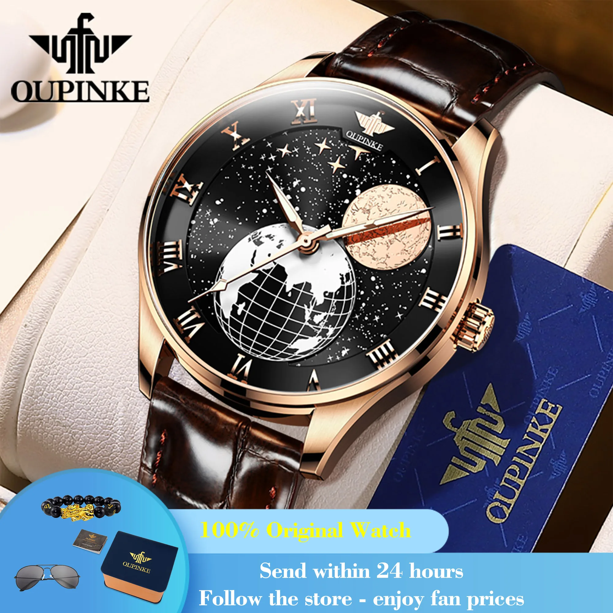 

OUPINKE 3177 Man Automatic Watch Luxury Classic Synthetic Sapphire Mirror Mechancial Watch For Men Deep Waterproof Wristwatch