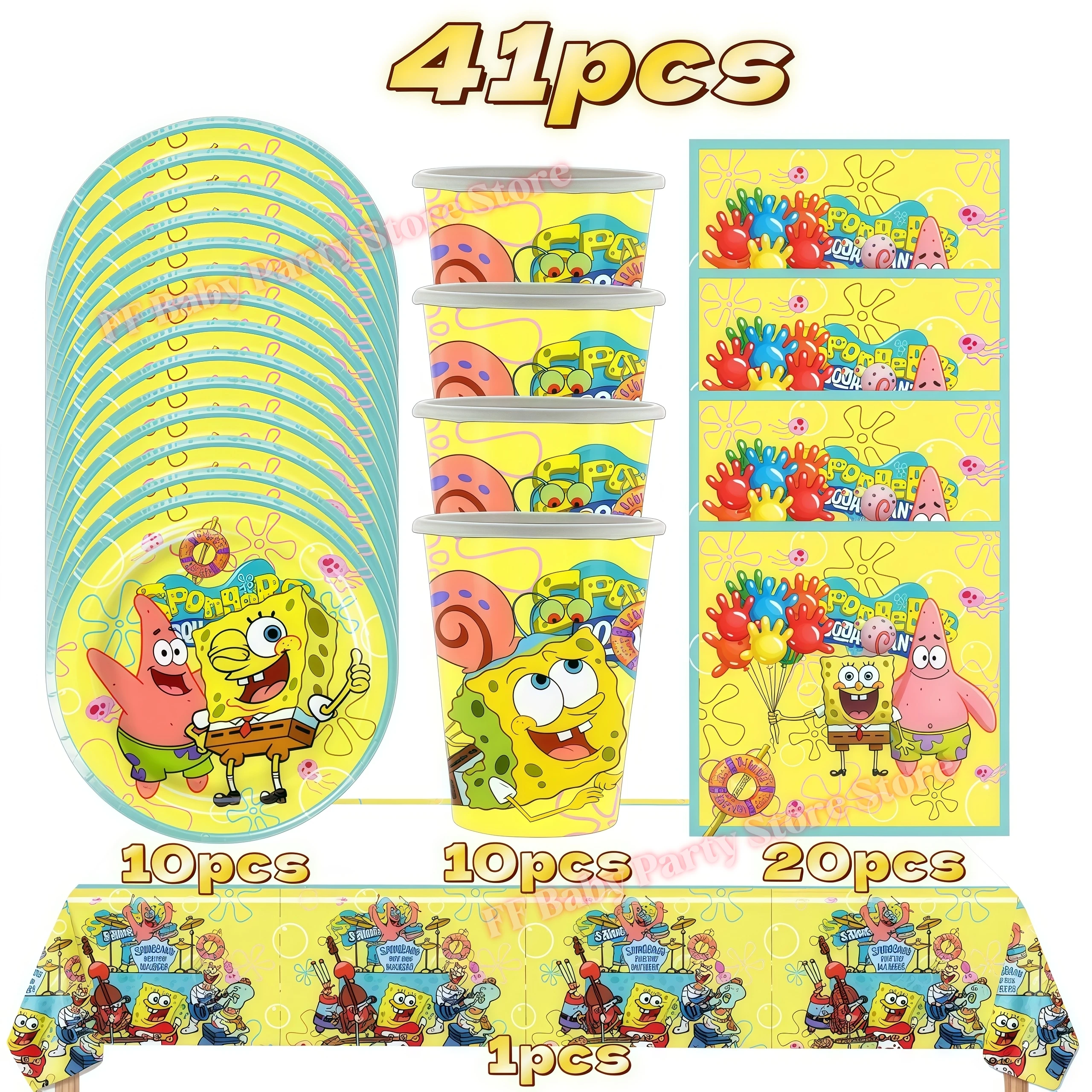 SpongeBob Geburtstagsparty Dekoration Hintergrund Tortendekoration Becher Ballons für Kinderparty Gastgeschenk Babyparty Zubehör – Detail 24