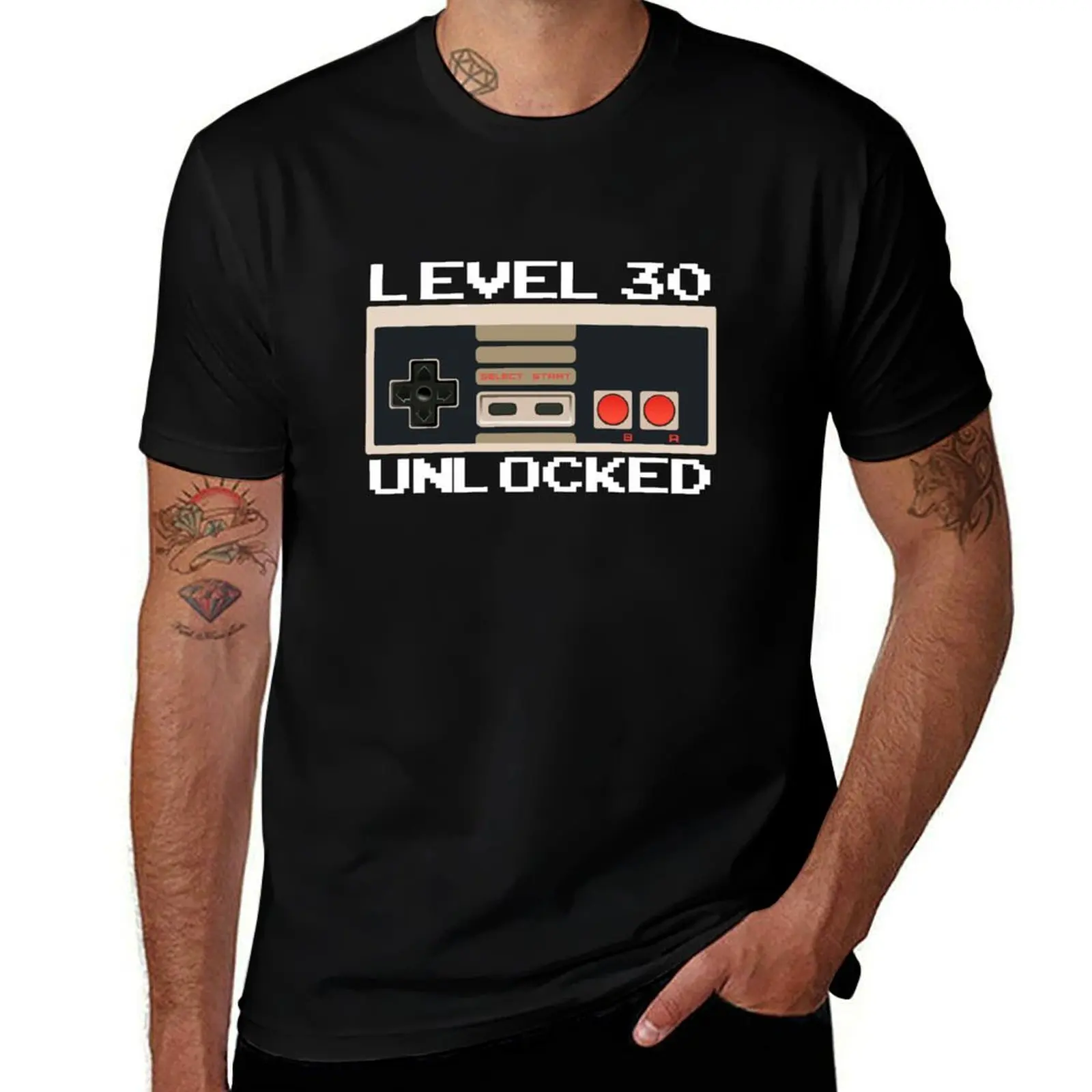 Level 30 Unlocked Video Gamer 30th Birthday Gift T-Shirt Basic Tee Shirt for Everyday Outfit T-Shirt