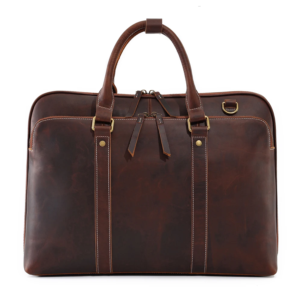 New Style Crazy Horse Men's Briefcase Multifunctional Retro Shoulder Bag Business Genuine Leather Handbag Men's Bag