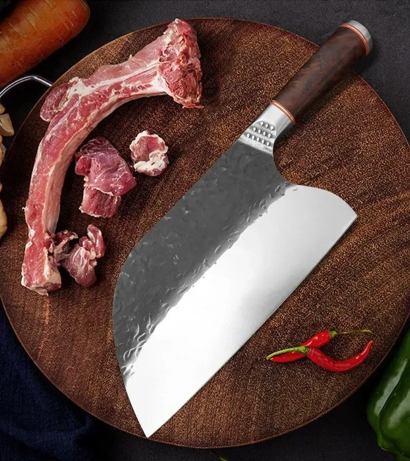 Forged Butcher Knife Cleaver Meat Chef Cooking Tool Wooden Handle Handmade Kitchen Knife Stainless Steel Slicing Boning Knife