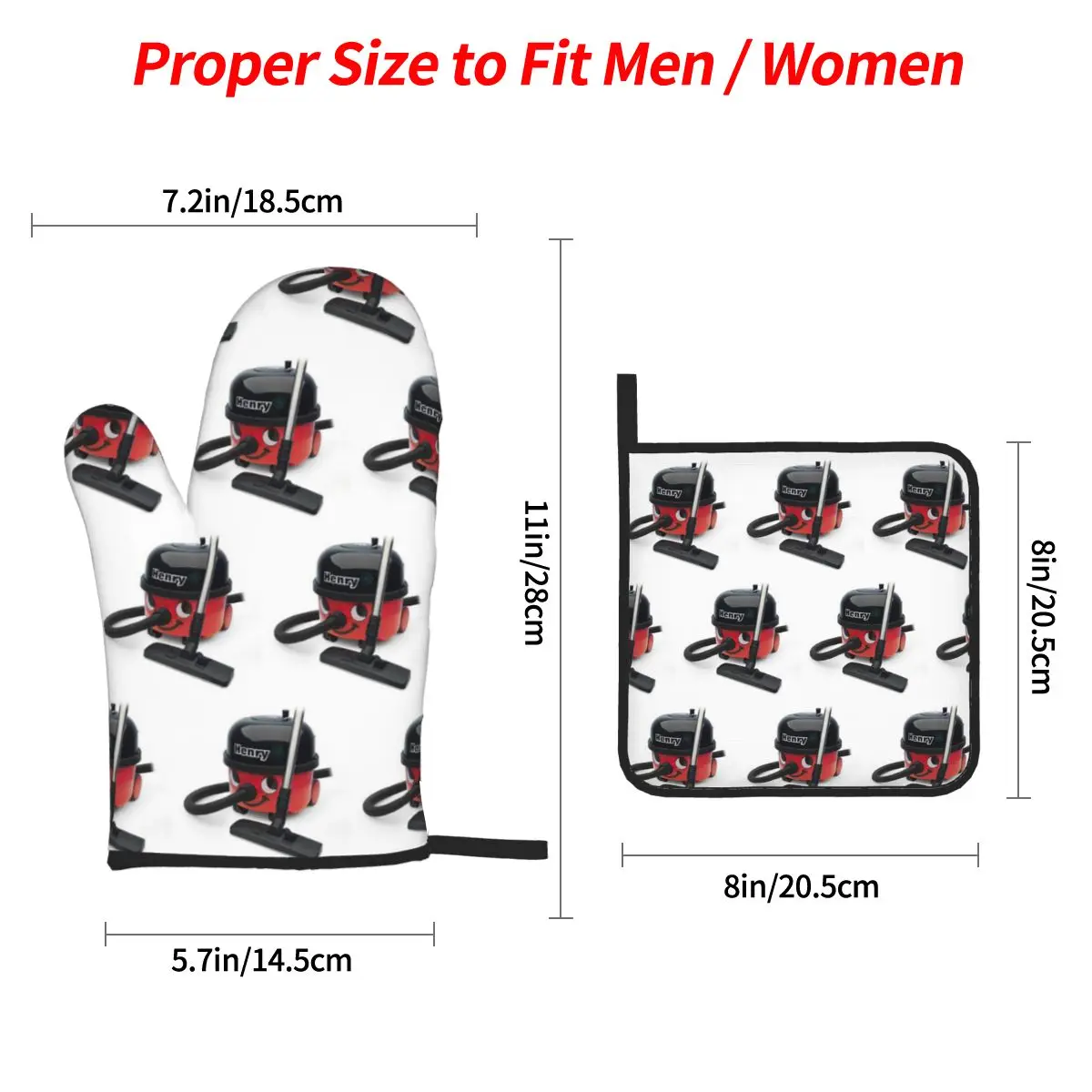 Henry Hoover Oven Mitts and Pot Holder Sets of 4 for Baking Kitchen Cooking BBQ Resistant Non-Slip Gloves