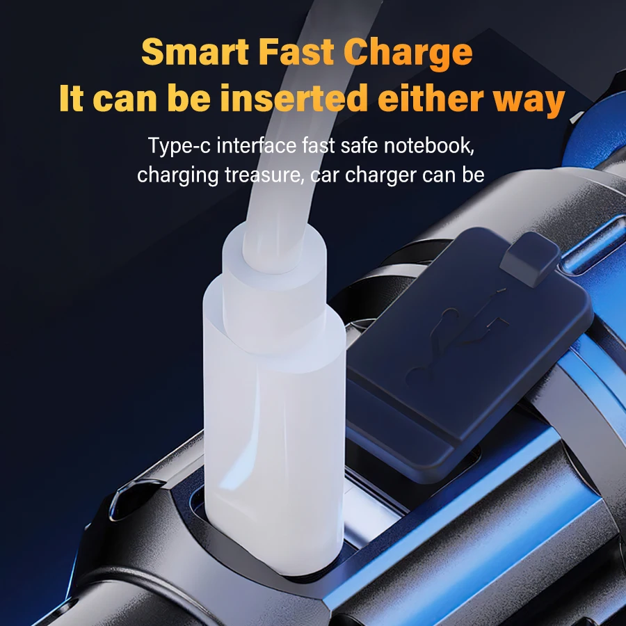 Portable Powerful LED Flashlight Built-in Battery Type-C Rechargeable  Outdoor Long-range Camping Emergency Tactical Flashlight