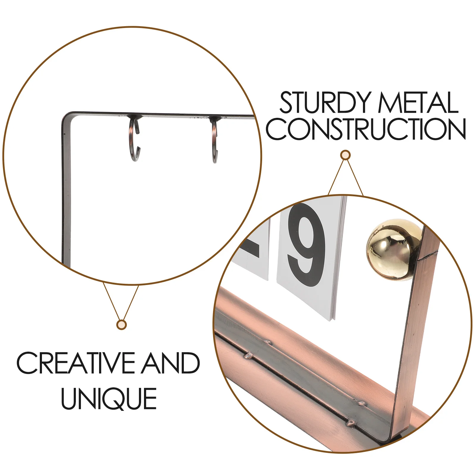 1pcs Desktop Calendar Rustic Metal Flip Design Perpetual Daily Schedule Stand Tabletop Office Decor Reusable Twin-Wire Ring